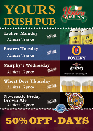 IP-specials 50 off in Irish Pub!