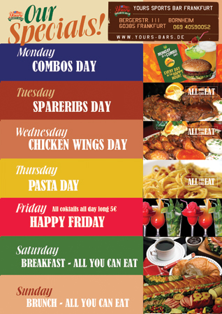 Sports Bar specials 50% off